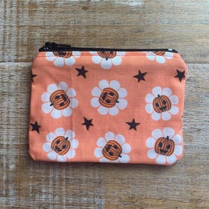 Monedero de calabaza de Halloween, monedero de Halloween, monedero negro con forma de calabaza, portadocumentos, bolsa de tela con cremallera, regalo gótico, billetera fantasma, margarita