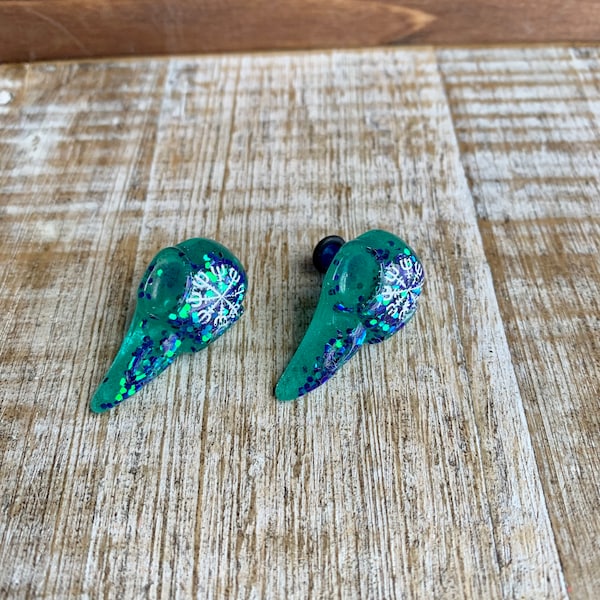 Raven Skull 6g Plugs Bird Gauges Blue Plugs Crow Plug Gauges Occult Oddity 3.8mm 4mm Plugs Helm of Awe Plugs Resin Plug Double Flare Plugs