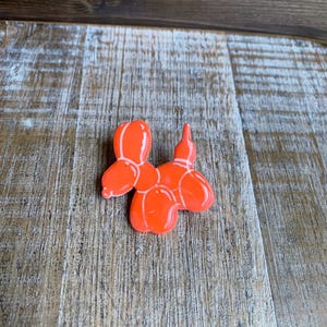 Orange Balloon Animal Pin Polymer Clay Painted Orange Balloon Dog Animal Cute Kidcore Brooch Pin Clay Balloon Dog Fun Cute Pin Accessory