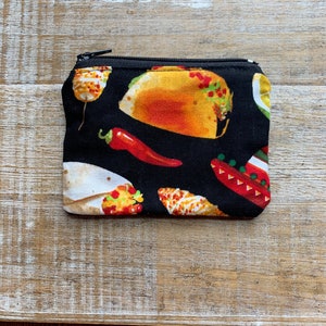 Monedero de martes de tacos, monedero de tacos, divertido, colorido, portadocumentos, monedero de tela, bolsos con cremallera, bolso con cremallera de fiesta