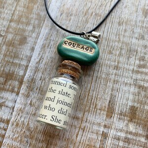 Reading Book Vial Pendant Necklace Courage For Reading Book Art Gift Book Lover Gift Librarian Books