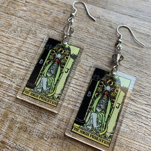 Tarot Karte Ohrringe Hohepriesterin Tarot Karte Hellseher Wahrsagerin Wicca Ohrringe Gothic New Age Clip On Ohrringe Tarot Ohrhänger Gauges