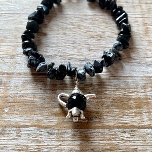 Tekannaarmband Svart Obsidian Tekannaarmband Svart Armband Obsidianarmband Svart Gotiskt Armband Underlandet Tekanna Gåva