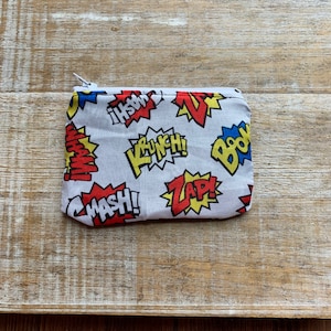 Retro Comic Coin Purse Nerd Comic Book Mod Coin Purse Cosmetic Bag Retro 1990s Comic Wallet ID Holder Fabric Wallet 1980s Comic Nerd