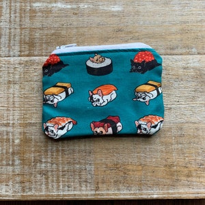 Sushi Dog Coin Purse Wallet Funny Dog Zipper Pouch Sushi Dog Pouch Kawaii Pouch Dog Pouch Sushi Wallet Bulldog Pouch Sushi Bulldogs Gift