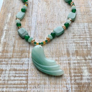 Green Aventurine Statement Necklace Glass Crystal Beaded Gemstone Green Wing Necklace Aventurine Beaded Necklace Crystal
