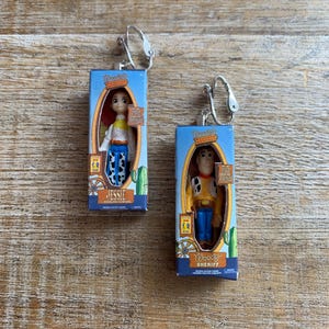 Cartoon Toy Clip On Earrings Kidcore Jessie Earrings Woody Cartoon Miniature 90s Kids Toy Earrings Toy Lover Asymmetrical Ear Hangers