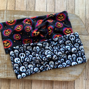 Stretch Headbands Bundle Knotted Headbands Twist Headband Gothic Soft Pumpkin Headband Halloween Headband Spooky Headwrap