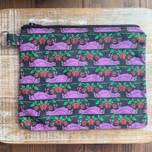 Bolsa de maquiagem de Halloween Dead Bird Raven Bolsa de cosméticos gótica Bolsa de cosméticos Weirdcore Bolsa de maquiagem Bird Bolsa de tecido Bolsa com zíper rosa Presente gótico
