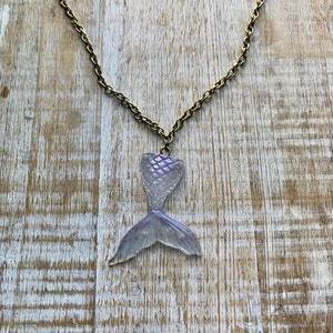 Mermaid Necklace Mermaid Tail Necklace Bronze Mermaid Whimsy Ocean Mystical Mythical Creature Mermaid Jewelry Purple Mermaid Resin Siren