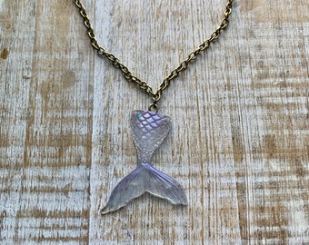 Colar de sereia cauda de sereia colar de bronze sereia caprichoso oceano místico criatura mítica sereia joias roxa sereia resina sirene