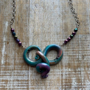 Octopus Tentacle Pendant Necklace Blue Polymer Clay Cephalopod Octopus Necklace Rainbow Purple Necklace Clay Tentacle Statement Necklace