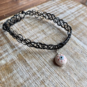 Eyeball Choker Necklace Psychobilly Tattoo Choker Oddity Eye Eyeball Necklace Strange Eye Gift Optometrist Doctor Eye Choker