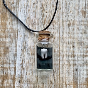 Dental X-Ray Tooth Vial Pendant Necklace Oddity Weird Strange Dentist Gift