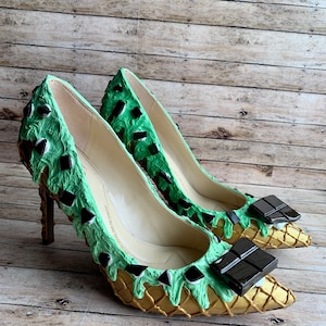 Helado Menta Chocolate Chip Helado Tacones Tacones de 4 pulgadas Tamaño 8 EE. UU. Helado Zapatos Helado Tacones Helado Zapatos Helado Tacones altos