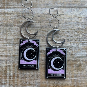 Tarot Ohrringe Die Mond-Tarot-Karte Ohrringe Psychic Fortune Teller Wicca Gothic Tarot Ohrringe New Age Clip-Ohrringe Ohr-Hänger-Messgeräte