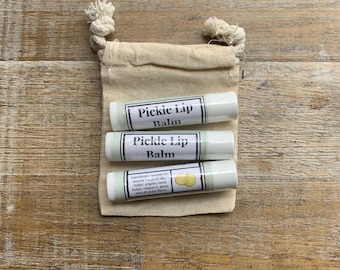 Dill Pickle Lip Balm SET OF 3 Pickle Flavor Handmade Lip Balm Gag Gift Party Favor Pickle Chapstick Pickle Lip Balm Stocking Gift Set