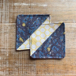 Fabric Bookmark 2 Piece SET Birds Art Bookmark Fabric Bookmark Colorful Bookmarker Honeycomb Bird Book Lover Gift Shapes Corner Bookmark