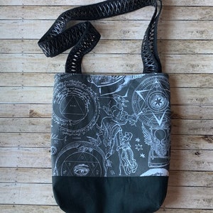 Gothic Occult Shoulder Bag Black Purse Gothic Shoulder Purse Occult Bag Fabric Handbag Purse Wiccan Occult Purse Shoulder Bag Tote