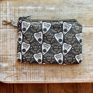 Monedero con tablero de espíritus, monedero, bolsa de wicca, monedero, cartera con plancheta de ouija, porta identificación, bolsa de tela, bolsa gótica con cremallera, regalo gótico
