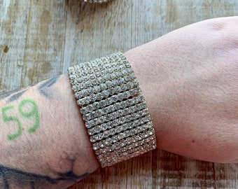 vintage Élastique Strass Bracelet Strass Clear Crystal Bracelet Antique Strass Bracelet vintage Bold Bracelet Statement Bracelet