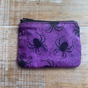 Monedero con forma de araña para Halloween, monedero con forma de telaraña, monedero con diseño de telaraña morada, portadocumentos, bolsa de tela con cremallera, regalo gótico
