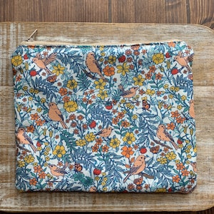 Pássaro floral maquiagem saco pássaros folhas florais moeda bolsa folha bonito pássaros carteira id titular tecido carteira floral zíper saco pássaros terrosos