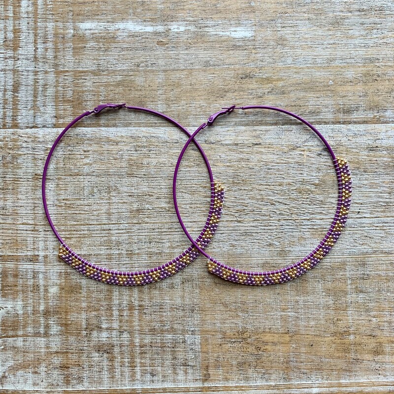 Purple - Handmade Beaded Earrings 78