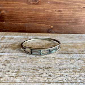 Abalone Mexican Bracelet Sterling Silver Shell Inlay Bracelet Mexican Bangle Bracelet Silver Bracelet Bohochic Bracelet Ethnic Bangle