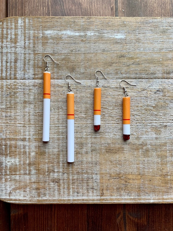cigarette in ear for clogged ear Cigarette Earrings Smoker Earrings Gift Funny Cigarette Earrings Fake  Cigarette Jewelry Realistic Cigarette Clip on Earrings Ear Hangers