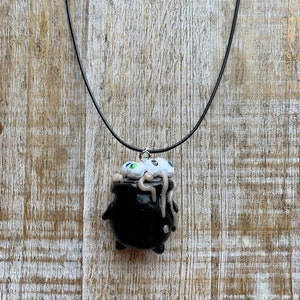 Witch Cauldron Necklace Halloween Cauldron Necklace Eyeball Necklace Witch Necklace Witches Brew Potions Cauldron Charm Spooky Halloween