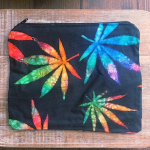 Bolsa de maquillaje con cremallera para marihuana, monedero arcoíris, regalo para fumetas, bolso con cremallera para hojas de marihuana, monedero con cremallera, porta identificación, bolso para fumador, bolso con hojas de marihuana.