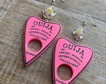 Ouija Board Earrings Planchette Earrings White Planchette Wicca Ouija Earrings Planchette Board Pink Ouija Clip On Earrings Ear Hangers
