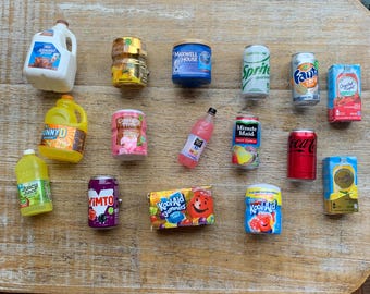 ONE Drink Miniature Fridge Magnet Handmade Mini Brand Fridge Soda Pop Food Refrigerator Magnets Funny Food Magnets Milk Juice Coffee Magnets