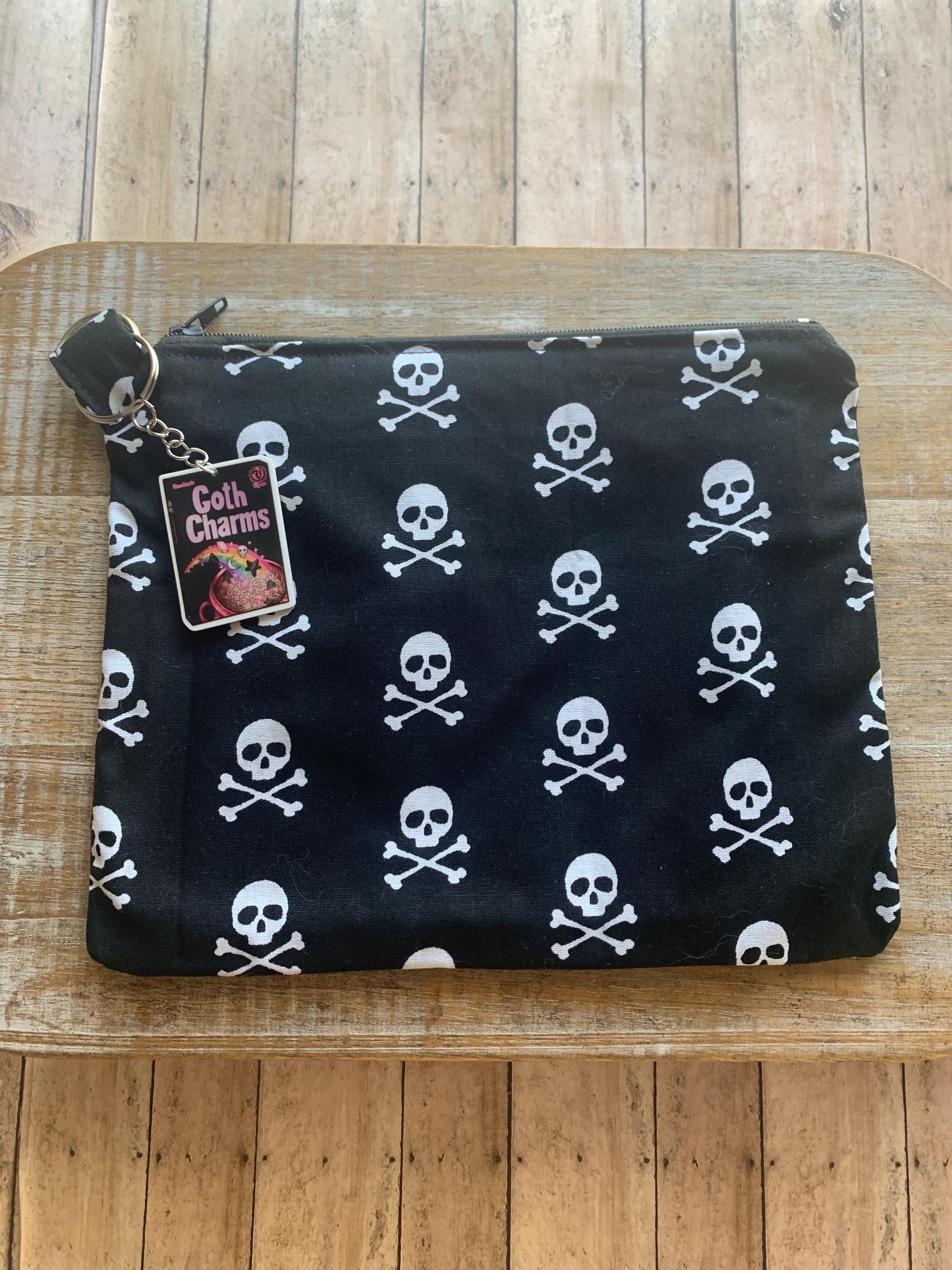BARPERY Halloween-Make-up-Tasche – Lustiges Skelett-Design, Aus Leinen, 19x25 Cm, Für Kosmetik & Accessoires