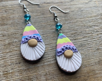 Gnome Earrings Clay Gnome Earrings Pastel Easter Earrings Cute Cottagecore Earrings Easter Gnome Dangle Clip On Earrings Ear Weights Gauges