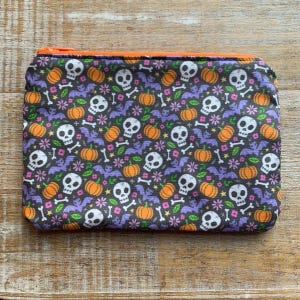 Monedero de Halloween, monedero con forma de calavera y calabaza, monedero con forma de murciélago, monedero de Halloween, portadocumentos, bolsa de tela con cremallera, regalo gótico