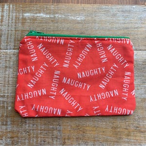 Christmas Holiday Wallet Bag Santa Christmas Bag Coin Purse Cute Christmas Bag Fabric Wallet Zippered Christmas Holiday Pouch Naughty & Nice