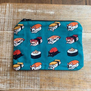 Sushi Dog Wallet Funny Dog Zipper Pouch Sushi Dog Pouch Kawaii Pouch Dog Pouch Sushi Wallet Bulldog Pouch Sushi Bulldogs Gift