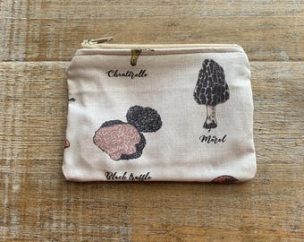 Mushroom Coin Purse Cottagecore Keychain Bag Coin Purse Mushrooms Zippered Pouch ID Holder Wallet Zipper Hippie Cottagecore Zipper Pouch
