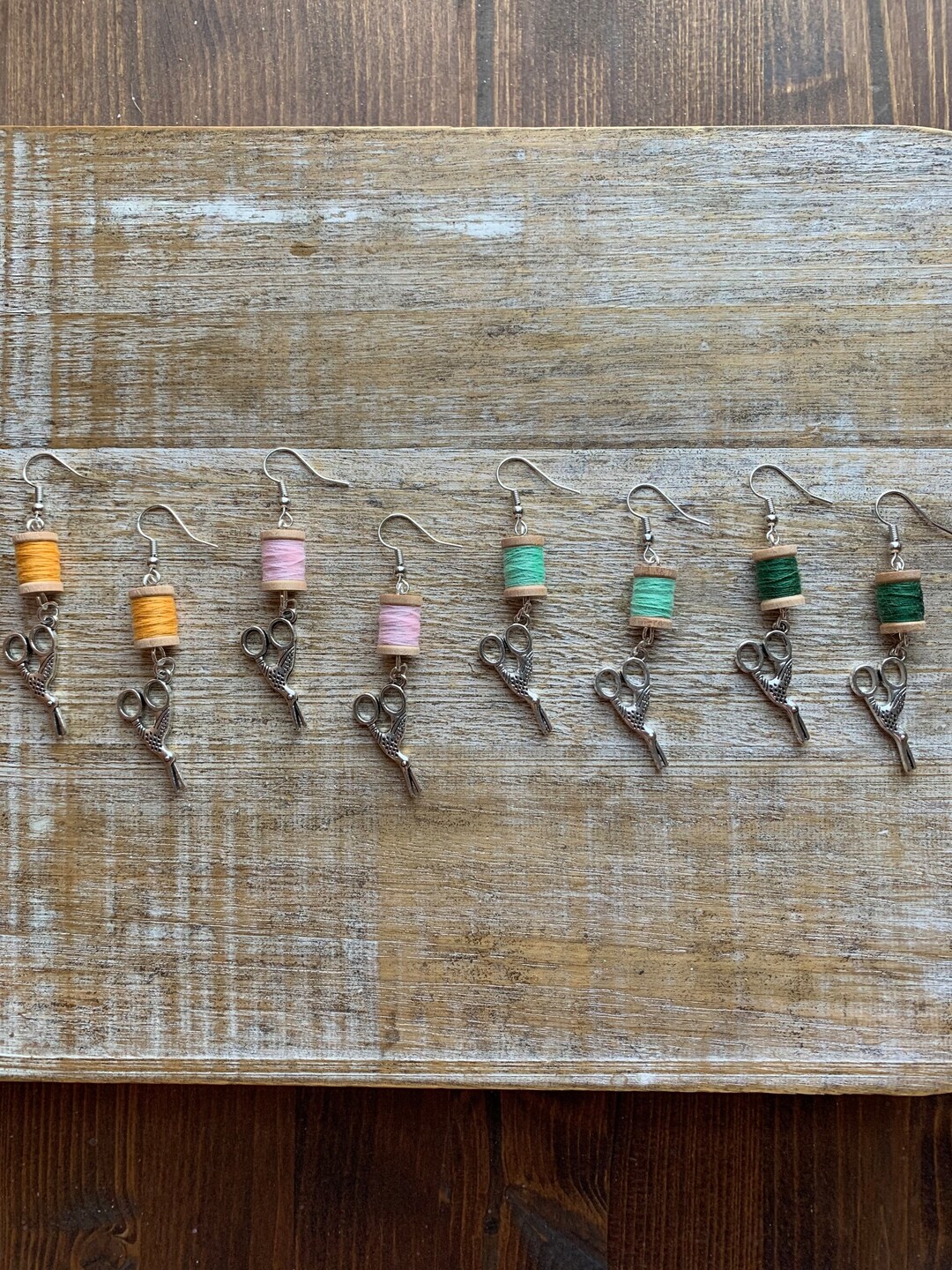 Sewing Thread Earrings Sew Mini Thread Spool Dangle Earrings Sewing