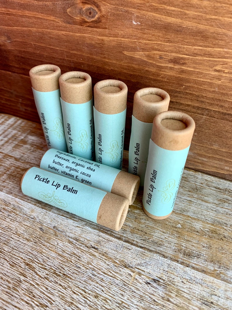 Pickle Lip Balm Eco Friendly Lip Balms Natural Plastic-free Packaging Zero Waste Chapstick Earth Friendly Sustainable Biodegradable Pickle image 2