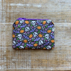 Monedero de Halloween, monedero con calaveras, monedero negro tipo ataúd, portadocumentos, bolsa de tela, bolsa gótica con cremallera, regalo de Halloween