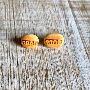 Hot Dog Stud Earrings Polymer Clay Food Hot Dog Mustard Earrings BBQ Earrings Gag Gift Hot Dog Stud Earrings Funny Gift