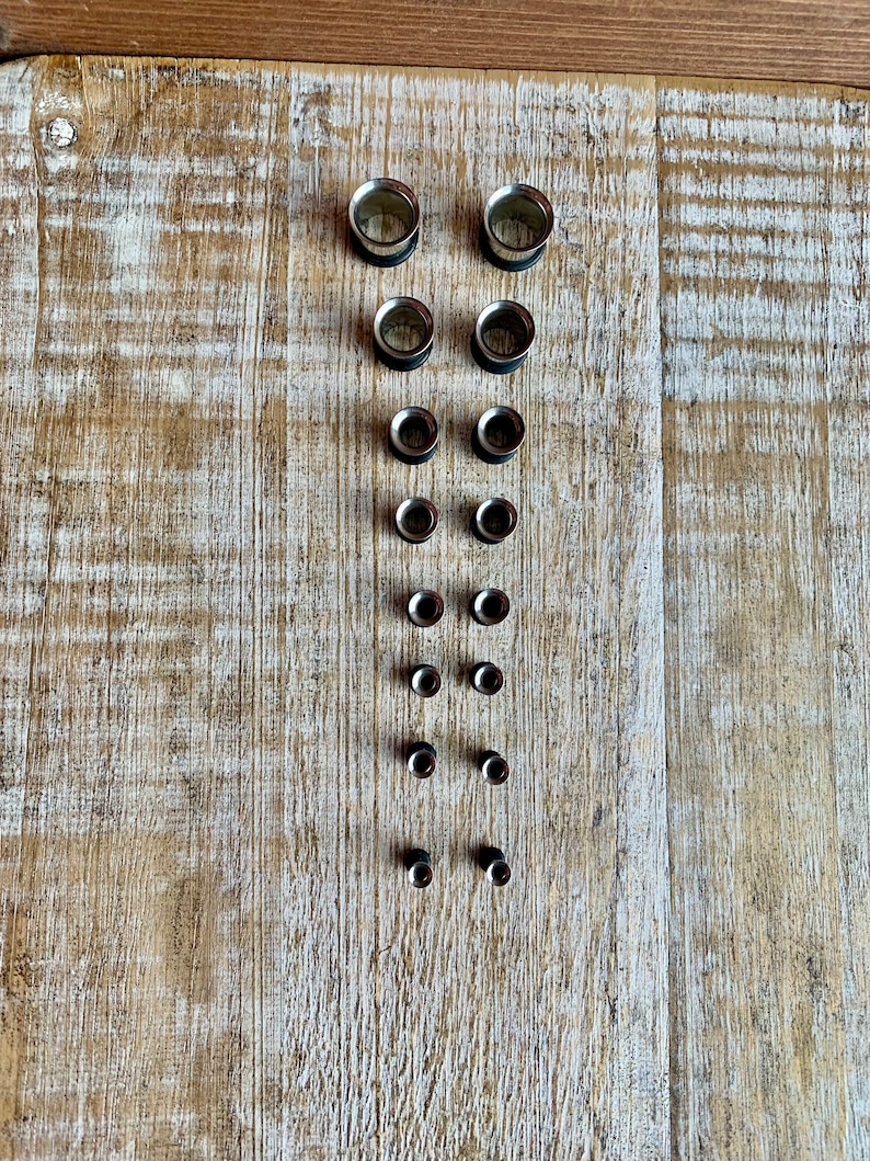 Surgical Steel Tunnel Gauges ONE PAIR 14g-00g Ear Gauges Sold As A Pair Tunnel Gauges Silver Tone Tunnels Steel Tunnels Silver Ear Gauges image 5