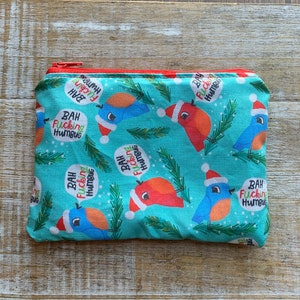 Bah Humbug Christmas Wallet Bag Wallet Coin Purse Cosmetic Bag Holidays Wallet ID Holder Fabric Wallet Bird Pet Cute Christmas Bag