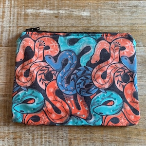 Monedero con diseño de serpiente, neceser, neceser de maquillaje con diseño de serpiente, monedero con cremallera, bolsa de tela, neceser con cremallera, regalo