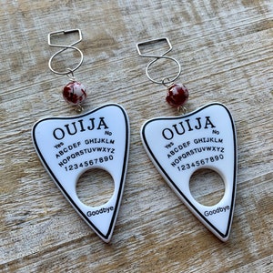 Ouija Board Planchette Earrings Tunnel Gauges Gothic Wiccan Tunnel Dangle Ear Weight Earrings Ear Hangers Ouija Ear Weights Clip On Earrings