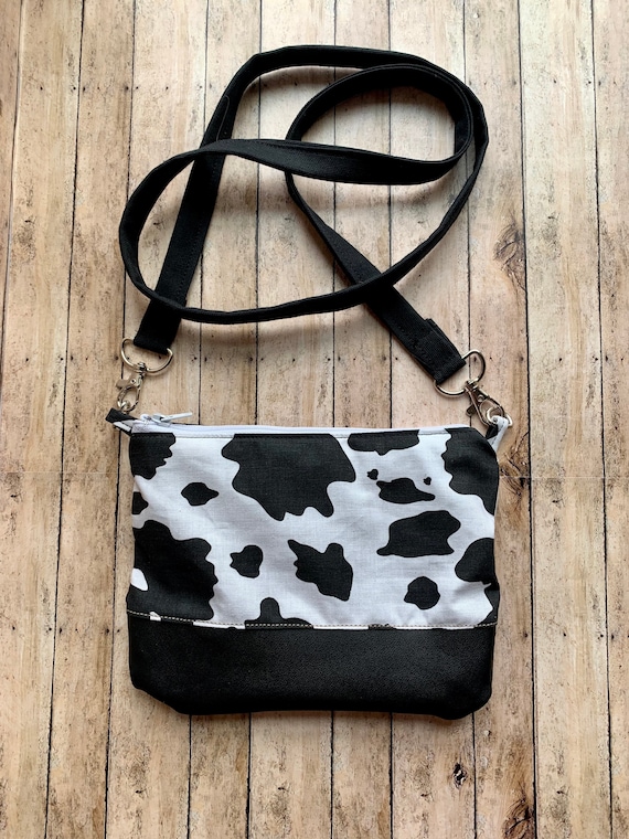 Cow Print Crossbody Bag Black Cow Purse Crossbody Bag Leather Cow