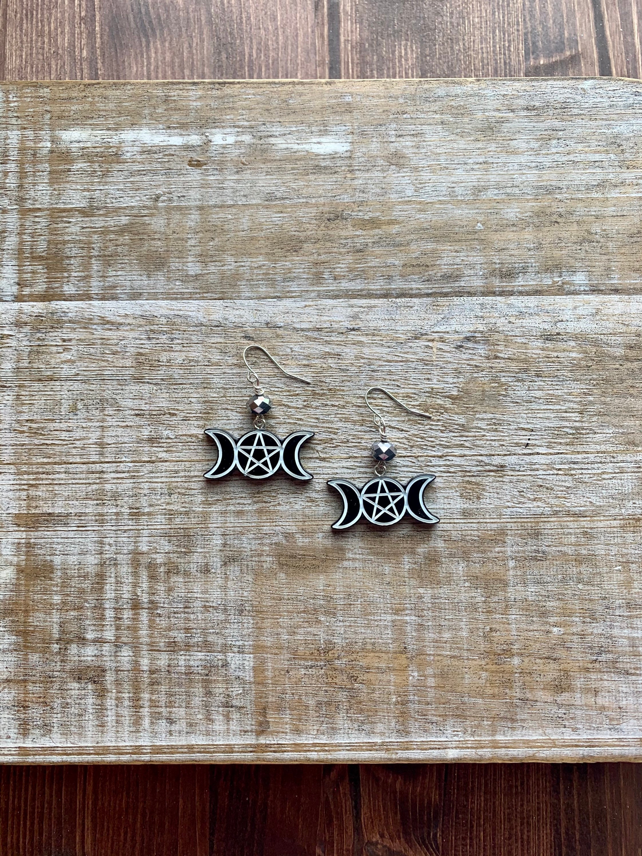 Pentagram Earring Crescent Moon | Charm And Amulet™
